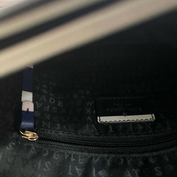 Kate Spade New York tricolor stripes Beige light pink & Navy blue cross body bag - Picture 11 of 14